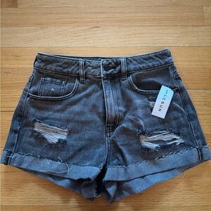 PacSun Gray Jean Shorts Distressed High-Waisted